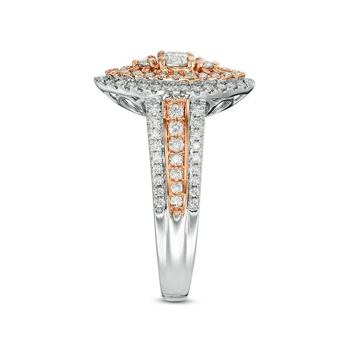 Rings 10 CT TW Natural Diamond Double Marquise Frame MultiRow Engagement Ring in Solid 10K TwoTone Gold Goldia Rings 10 CT TW Natural Diamond Double Marquise Frame MultiRow Engagement Ring in Solid 10K TwoTone Gold Goldia