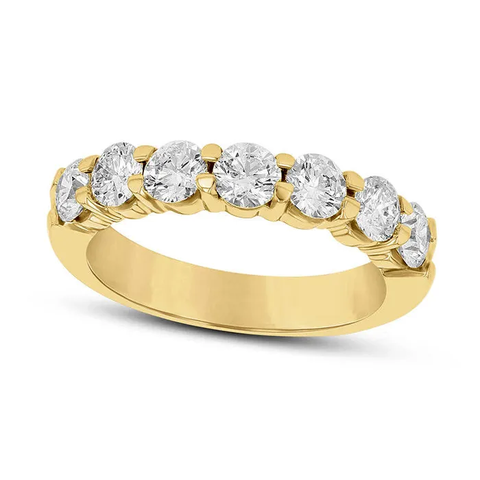 Rings 15 CT TW Natural Diamond Seven Stone Anniversary Band in Solid 14K Gold Goldia Rings 15 CT TW Natural Diamond Seven Stone Anniversary Band in Solid 14K Gold Goldia