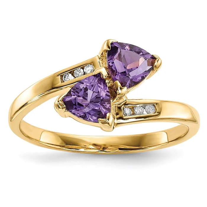 Rings 14K Gold w Real Diamond Amethyst Polished Ring Goldiacom