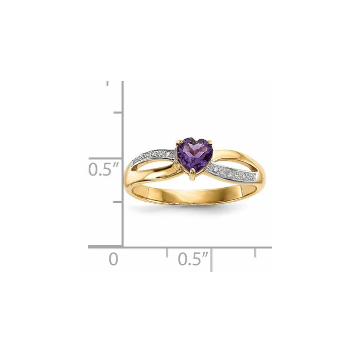 Rings 14K Gold w Real Diamond u0026 Amethyst Polished Ring Goldia