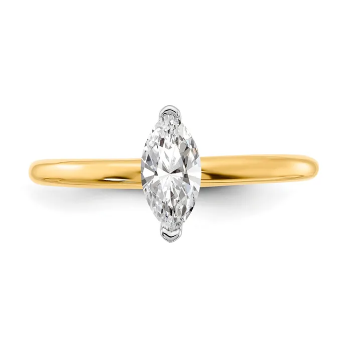 Rings 14k Twotone 12 Ct Lab Grown Diamond VSSI G Marquise Solitare Engagement Ring Goldia
