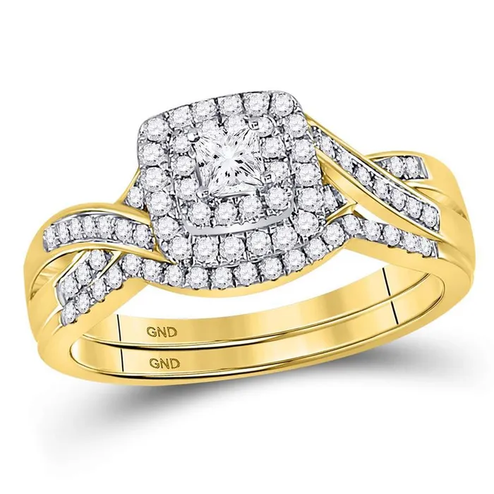 Rings 14k Yellow Gold Princess Diamond Bridal Wedding Ring Set 12 Cttw gndatlanta Rings 14k Yellow Gold Princess Diamond Bridal Wedding Ring Set 12 Cttw gndatlanta
