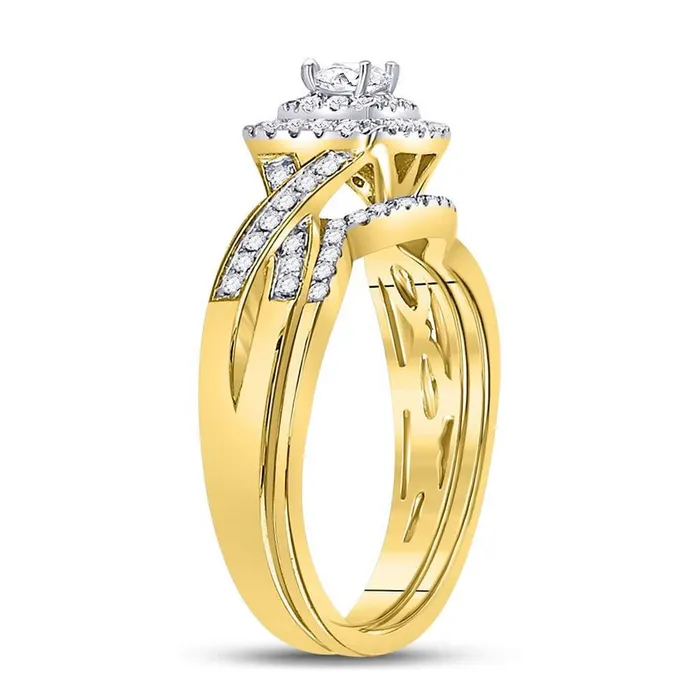 Rings 14k Yellow Gold Princess Diamond Bridal Wedding Ring Set 12 Cttw gndatlanta