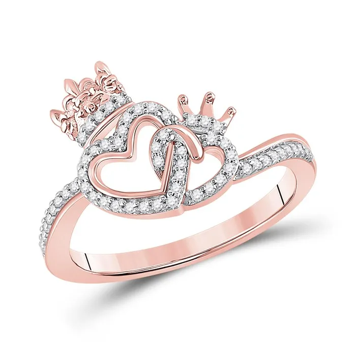 Rings gndatlanta 10k Rose Gold Round Diamond King Queen Heart Ring 16 Cttw Rings gndatlanta 10k Rose Gold Round Diamond King Queen Heart Ring 16 Cttw