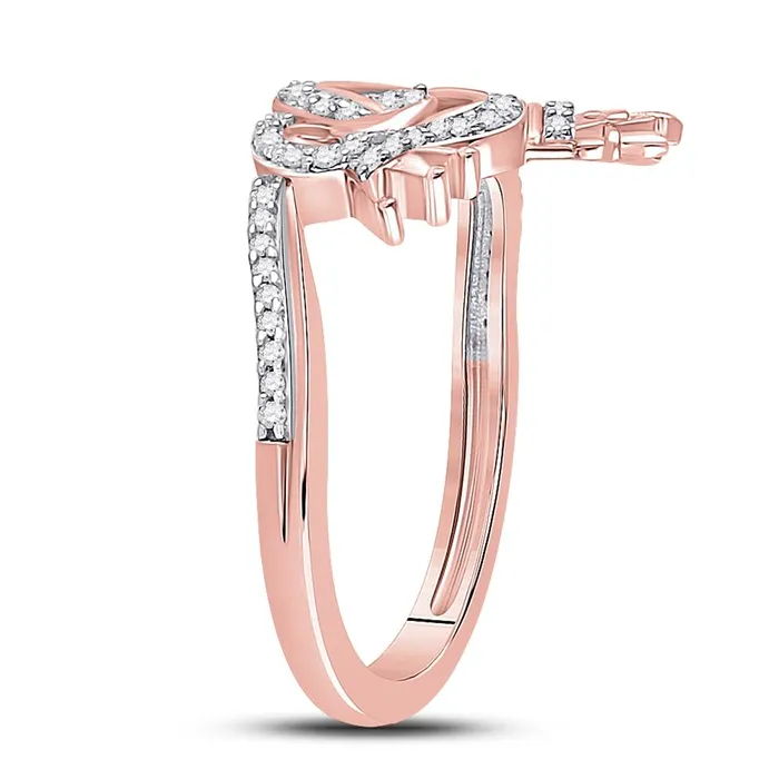 Rings gndatlanta 10k Rose Gold Round Diamond King Queen Heart Ring 16 Cttw