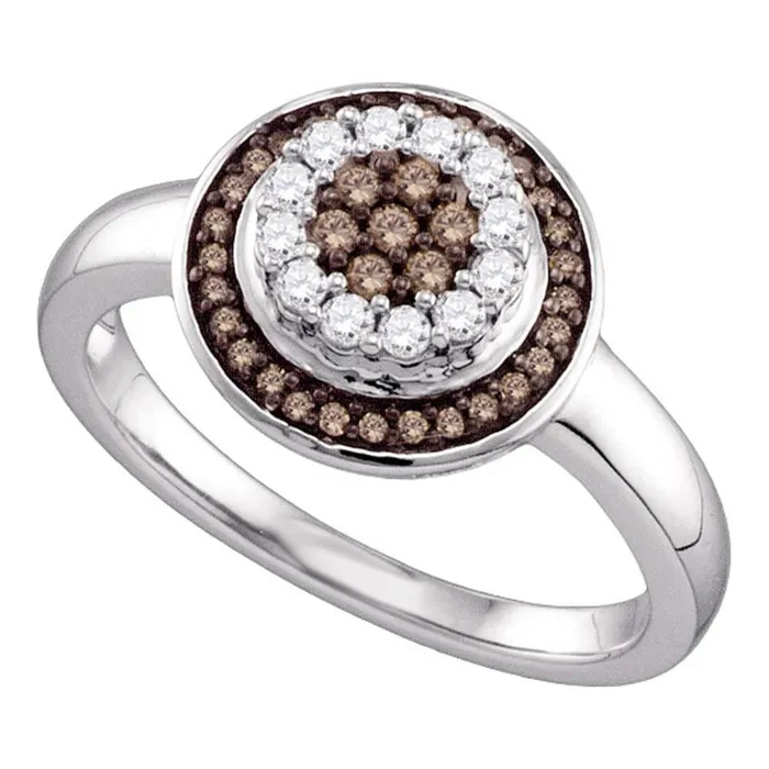 Rings gndatlanta 14k White Gold Round Brown Diamond Cluster Ring 13 Cttw Rings gndatlanta 14k White Gold Round Brown Diamond Cluster Ring 13 Cttw