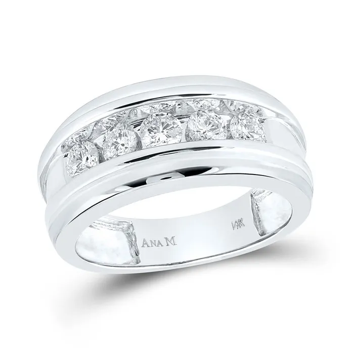 Rings gndatlanta 14k White Gold Round Diamond Wedding Band Ring 1 Cttw Rings gndatlanta 14k White Gold Round Diamond Wedding Band Ring 1 Cttw