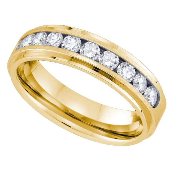 Rings gndatlanta 14k Yellow Gold MachineSet Round Diamond Wedding Band Ring 1 Cttw Rings gndatlanta 14k Yellow Gold MachineSet Round Diamond Wedding Band Ring 1 Cttw