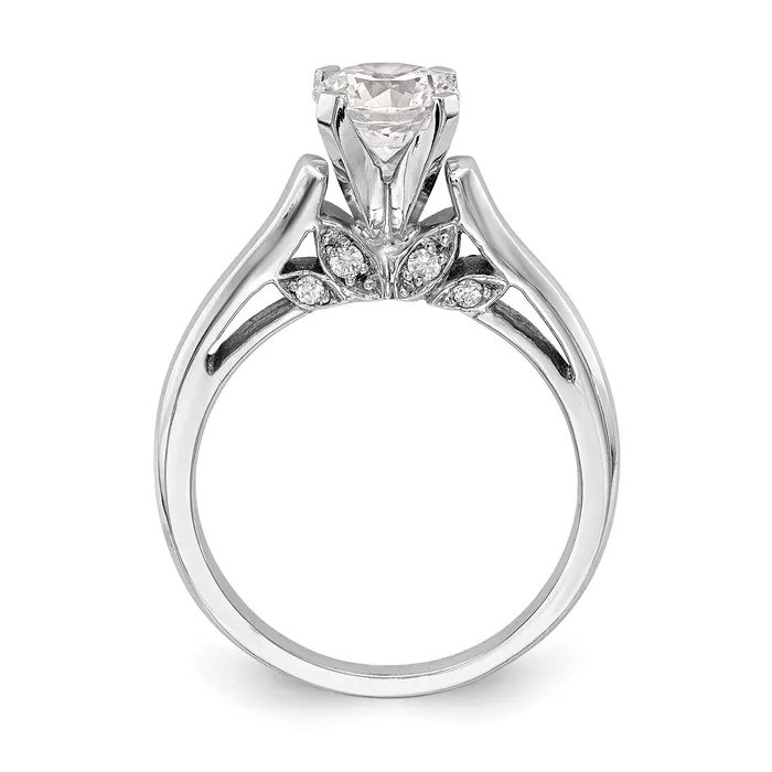 Rings Goldia 010ct CZ Solid Real 14K White Gold Peg Set Solitaire Engagement Ring Engagement Ring