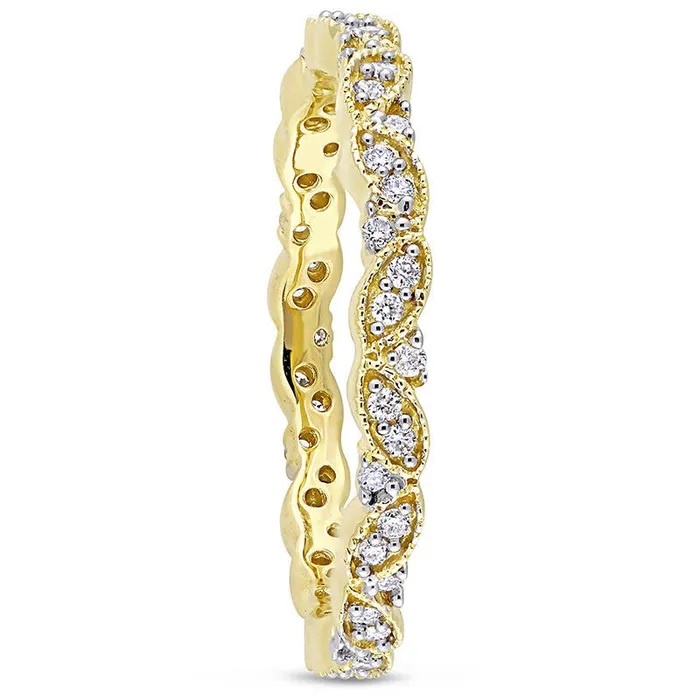 Rings Goldia 025 CT TW Natural Diamond Alternating Antique VintageStyle Eternity Wedding Band in Solid 14K Gold Rings Goldia 025 CT TW Natural Diamond Alternating Antique VintageStyle Eternity Wedding Band in Solid 14K Gold