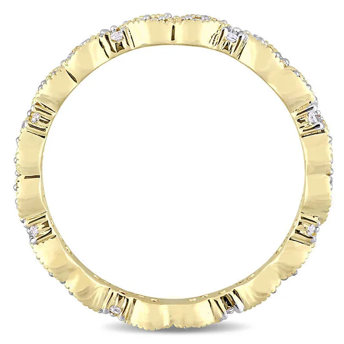 Rings Goldia 025 CT TW Natural Diamond Alternating Antique VintageStyle Eternity Wedding Band in Solid 14K Gold Rings Goldia 025 CT TW Natural Diamond Alternating Antique VintageStyle Eternity Wedding Band in Solid 14K Gold