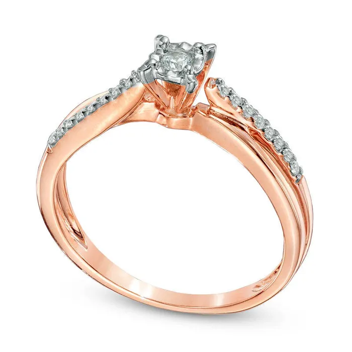 Rings Goldia 025 CT TW Natural Diamond Split Shank Promise Ring in Solid 10K Rose Gold Rings Goldia 025 CT TW Natural Diamond Split Shank Promise Ring in Solid 10K Rose Gold