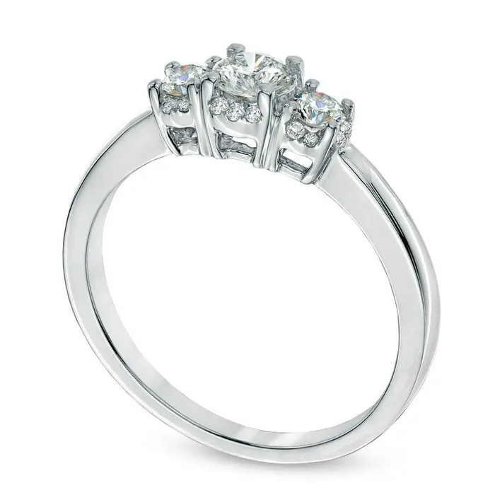 Rings Goldia 050 CT TW Natural Diamond Three Stone Ring in Solid 10K White Gold Rings Goldia 050 CT TW Natural Diamond Three Stone Ring in Solid 10K White Gold