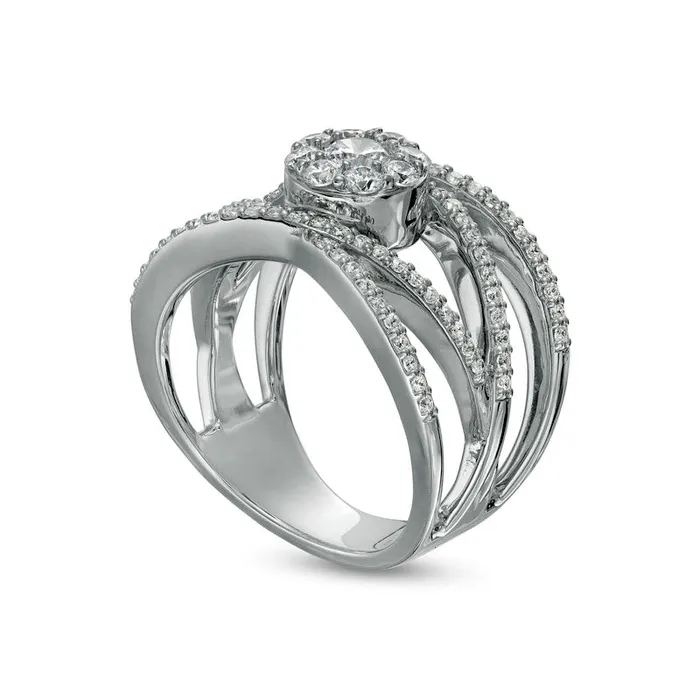 Rings Goldia 10 CT TW Composite Natural Diamond Orbit Ring in Solid 10K White Gold Rings Goldia 10 CT TW Composite Natural Diamond Orbit Ring in Solid 10K White Gold