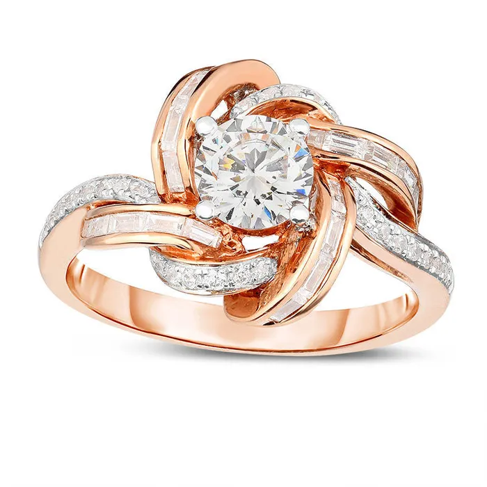 Rings Goldia 125 CT TW Natural Diamond Loose Knot Frame Engagement Ring in Solid 14K Rose Gold Rings Goldia 125 CT TW Natural Diamond Loose Knot Frame Engagement Ring in Solid 14K Rose Gold