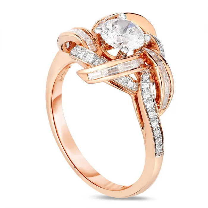Rings Goldia 125 CT TW Natural Diamond Loose Knot Frame Engagement Ring in Solid 14K Rose Gold Rings Goldia 125 CT TW Natural Diamond Loose Knot Frame Engagement Ring in Solid 14K Rose Gold