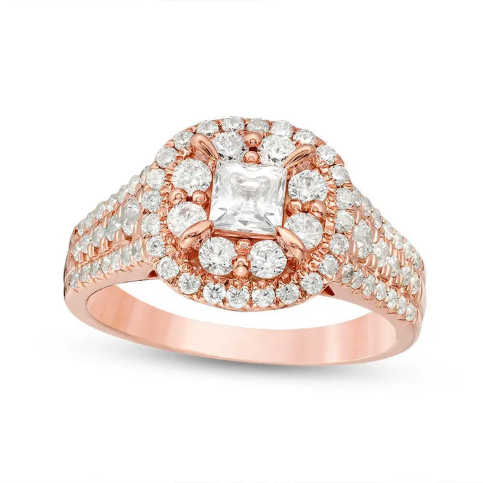 Rings Goldia 15 CT TW PrincessCut Natural Diamond Frame MultiRow Antique VintageStyle Engagement Ring in Solid 14K Rose Gold Rings Goldia 15 CT TW PrincessCut Natural Diamond Frame MultiRow Antique VintageStyle Engagement Ring in Solid 14K Rose Gold