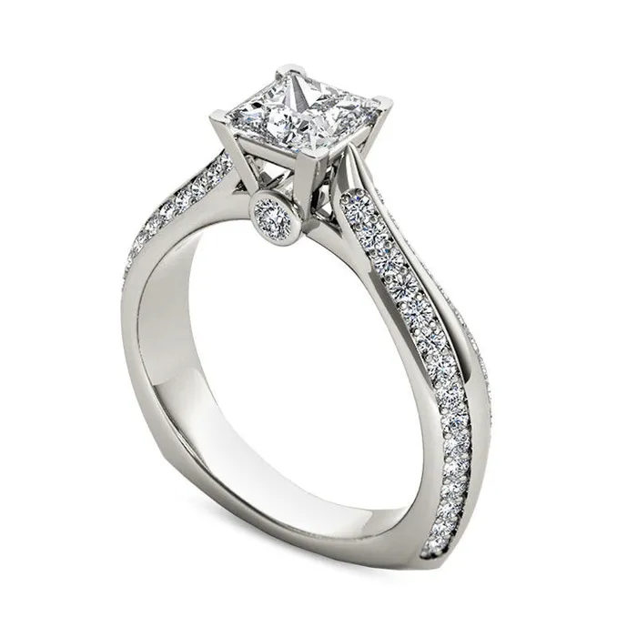 Rings Goldia 175 CT TW PrincessCut Natural Diamond Engagement Ring in Solid 14K White Gold Rings Goldia 175 CT TW PrincessCut Natural Diamond Engagement Ring in Solid 14K White Gold