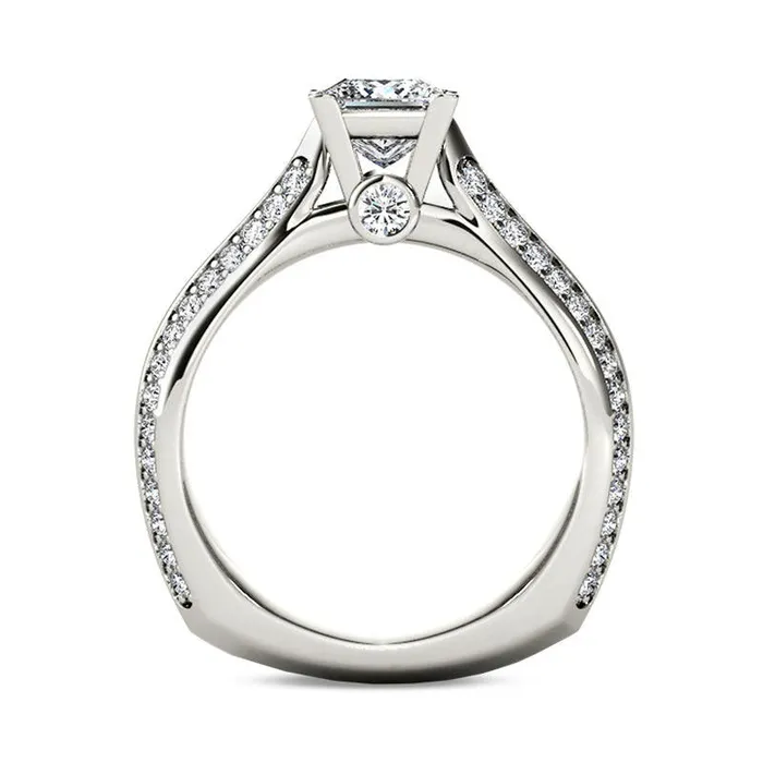 Rings Goldia 175 CT TW PrincessCut Natural Diamond Engagement Ring in Solid 14K White Gold Rings Goldia 175 CT TW PrincessCut Natural Diamond Engagement Ring in Solid 14K White Gold