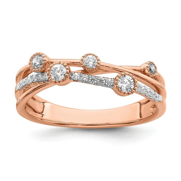 Rings Goldia 14k Rose Gold 14 Ct Lab Grown Diamond VSSI G Criss Cross Ring