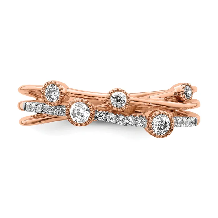 Rings Goldia 14k Rose Gold 14 Ct Lab Grown Diamond VSSI G Criss Cross Ring