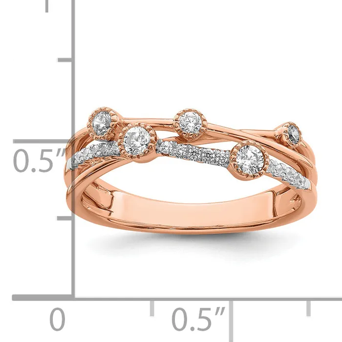 Rings Goldia 14k Rose Gold 14 Ct Lab Grown Diamond VSSI G Criss Cross Ring