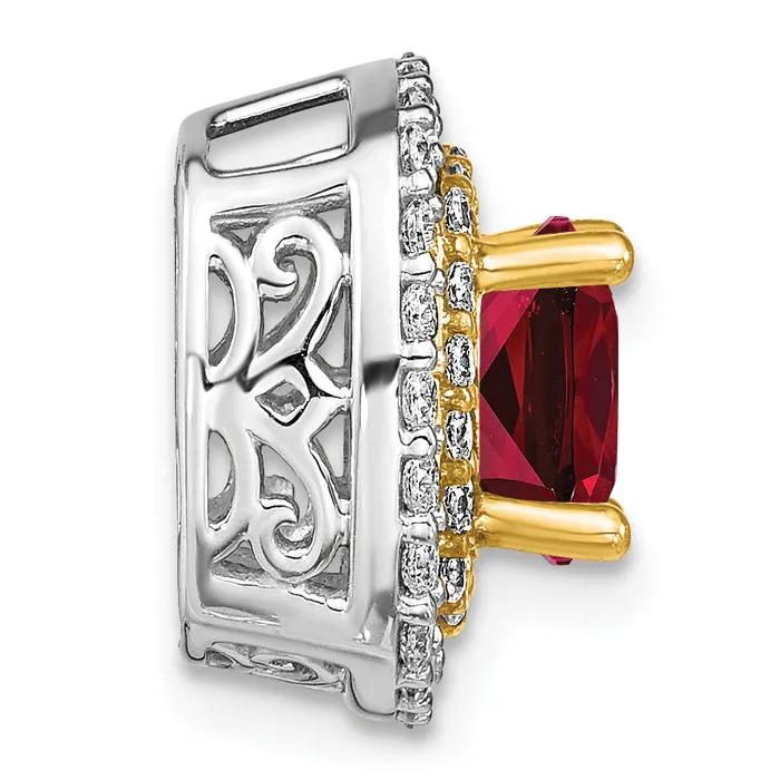Rings Goldia 14k Twotone Two Tone 12 Ct Lab Grown Diamond VSSI G and Lab Created Ruby Chain Slide Pendant