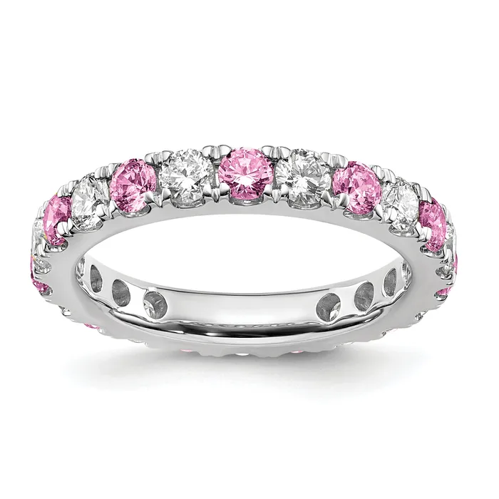 Rings Goldia 14k White Gold 34 Ct Lab Grown Diamond VSSI G and Lab Created Pink Sapphire Eternity Band Ring Rings Goldia 14k White Gold 34 Ct Lab Grown Diamond VSSI G and Lab Created Pink Sapphire Eternity Band Ring
