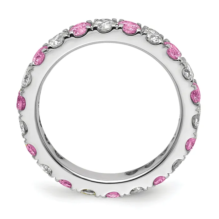 Rings Goldia 14k White Gold 34 Ct Lab Grown Diamond VSSI G and Lab Created Pink Sapphire Eternity Band Ring