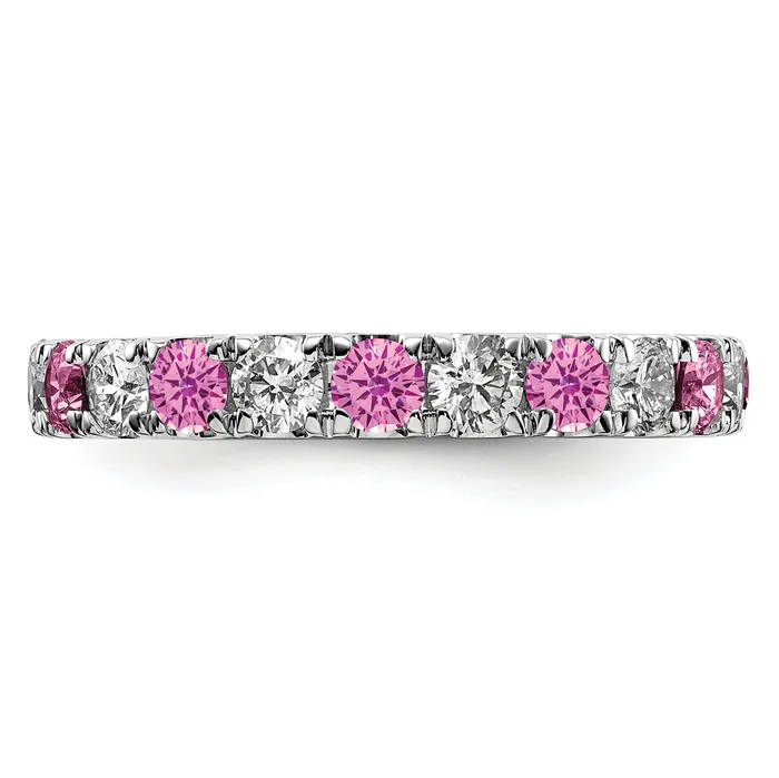 Rings Goldia 14k White Gold 34 Ct Lab Grown Diamond VSSI G and Lab Created Pink Sapphire Eternity Band Ring