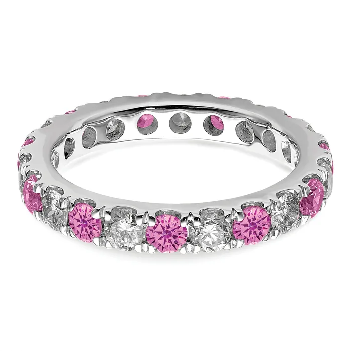 Rings Goldia 14k White Gold 34 Ct Lab Grown Diamond VSSI G and Lab Created Pink Sapphire Eternity Band Ring