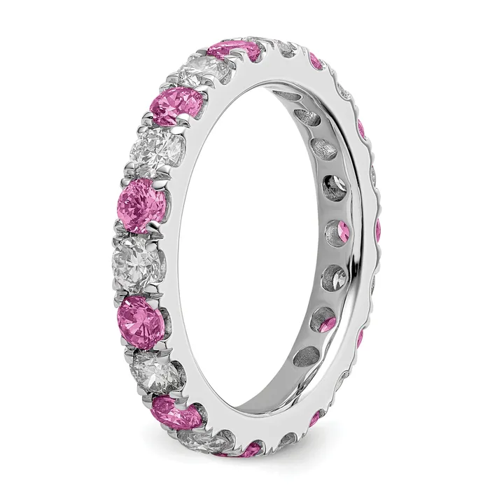 Rings Goldia 14k White Gold 34 Ct Lab Grown Diamond VSSI G and Lab Created Pink Sapphire Eternity Band Ring