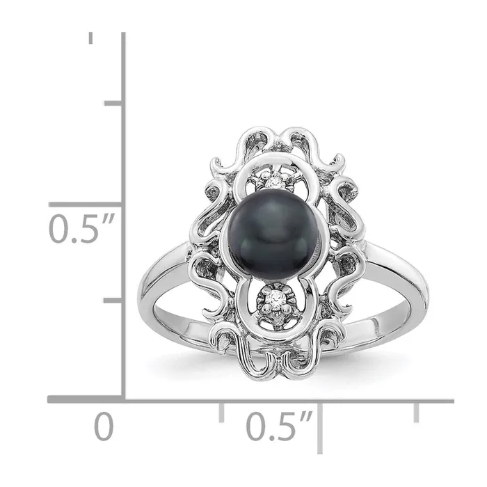 Rings Goldia 14k White Gold 55mm Black FW Cultured Pearl A Diamond ring