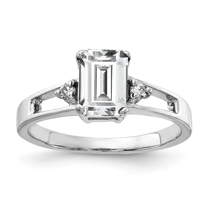 Rings Goldia 14k White Gold 7x5mm Emerald Cut Cubic Zirconia VS Diamond Ring Rings Goldia 14k White Gold 7x5mm Emerald Cut Cubic Zirconia VS Diamond Ring