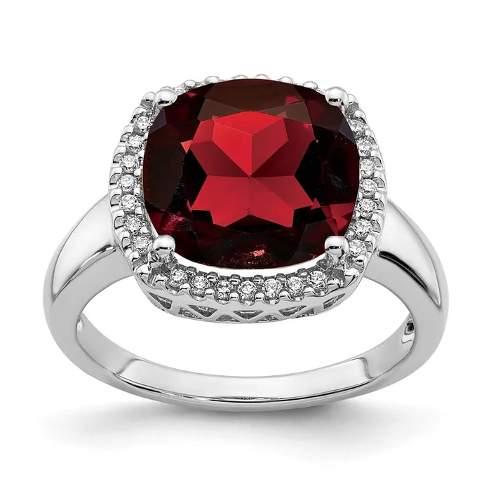 Rings Goldia 14k White Gold Garnet and Real Diamond Ring