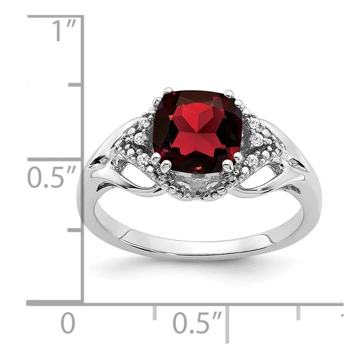 Rings Goldia 14k White Gold Garnet and Real Diamond Ring