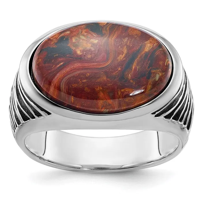 Rings Goldia 14k White Gold Mens Pietersite Ring Mounting