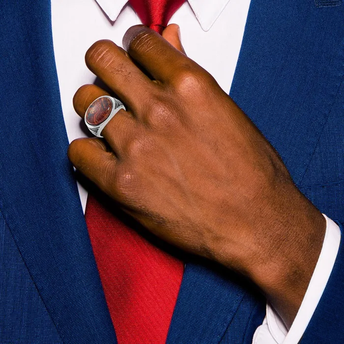 Rings Goldia 14k White Gold Mens Pietersite Ring Mounting