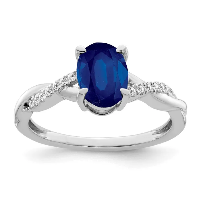 Rings Goldia 14k White Gold Oval Sapphire and Real Diamond Ring