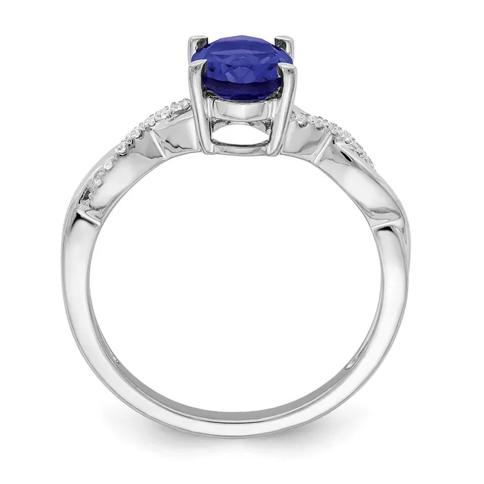 Rings Goldia 14k White Gold Oval Sapphire and Real Diamond Ring