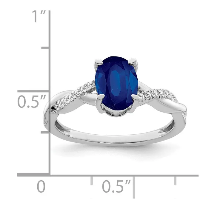 Rings Goldia 14k White Gold Oval Sapphire and Real Diamond Ring