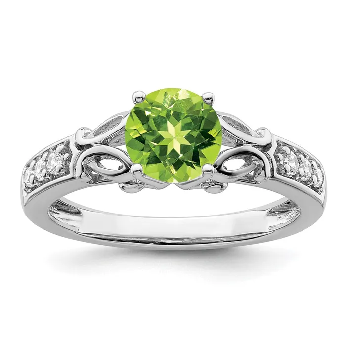 Rings Goldia 14k White Gold Polished Peridot and Real Diamond Ring