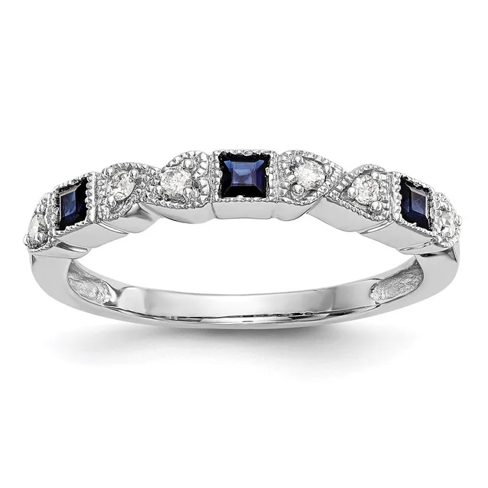 Rings Goldia 14k White Gold Real Diamond wSapphire Band