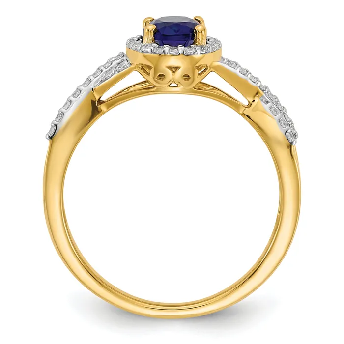 Rings Goldia 14k Yellow Gold 15 Ct Lab Grown Diamond VSSI G and Lab Created Blue Sapphire Oval Halo Ring