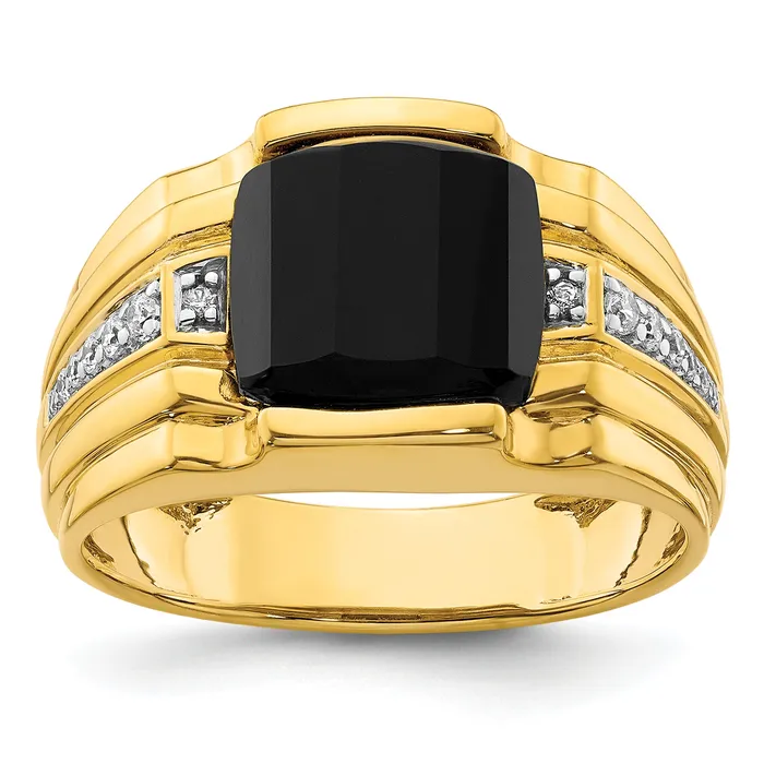 Rings Goldia 14k Yellow Gold 18 Ct Lab Grown Diamond VSSI G and Onyx Mens Ring Rings Goldia 14k Yellow Gold 18 Ct Lab Grown Diamond VSSI G and Onyx Mens Ring