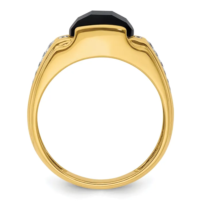 Rings Goldia 14k Yellow Gold 18 Ct Lab Grown Diamond VSSI G and Onyx Mens Ring