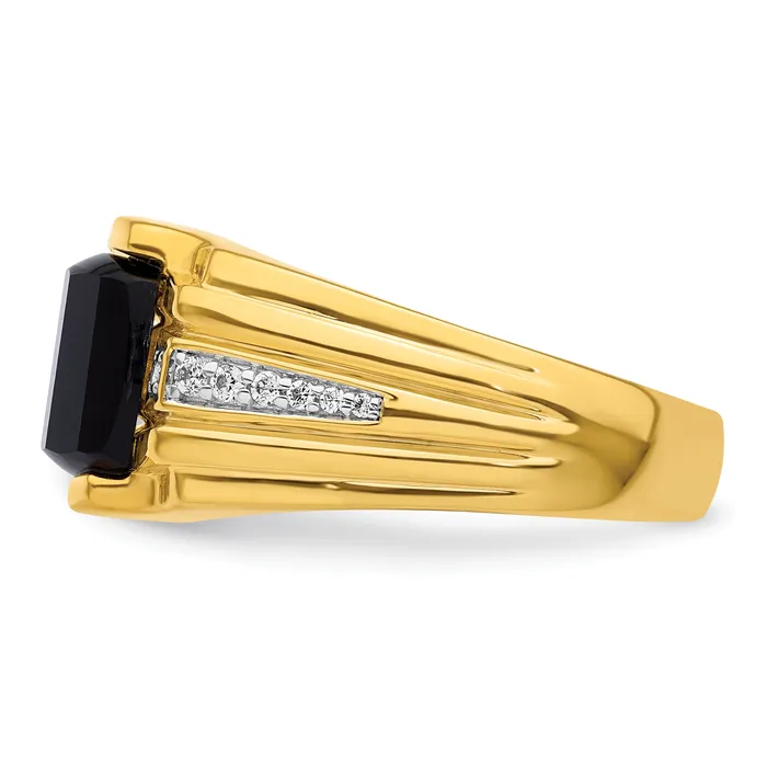 Rings Goldia 14k Yellow Gold 18 Ct Lab Grown Diamond VSSI G and Onyx Mens Ring