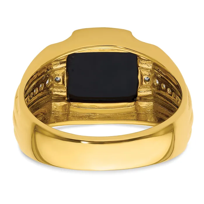 Rings Goldia 14k Yellow Gold 18 Ct Lab Grown Diamond VSSI G and Onyx Mens Ring