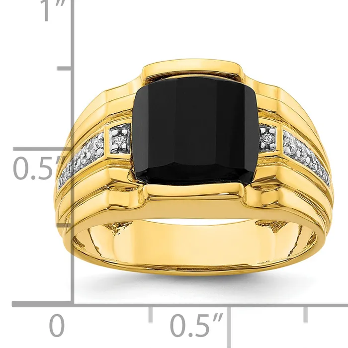 Rings Goldia 14k Yellow Gold 18 Ct Lab Grown Diamond VSSI G and Onyx Mens Ring