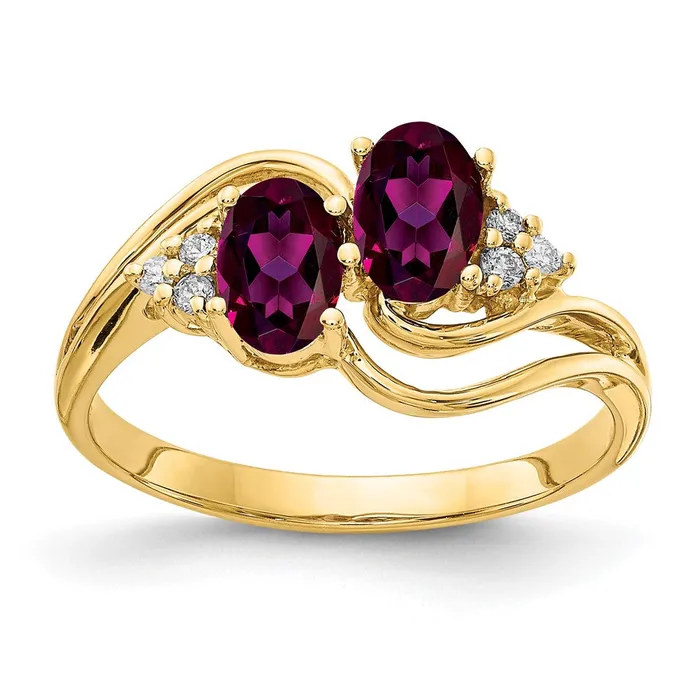 Rings Goldia 14k Yellow Gold 6x4mm Oval Rhodolite Garnet VS Diamond ring Rings Goldia 14k Yellow Gold 6x4mm Oval Rhodolite Garnet VS Diamond ring
